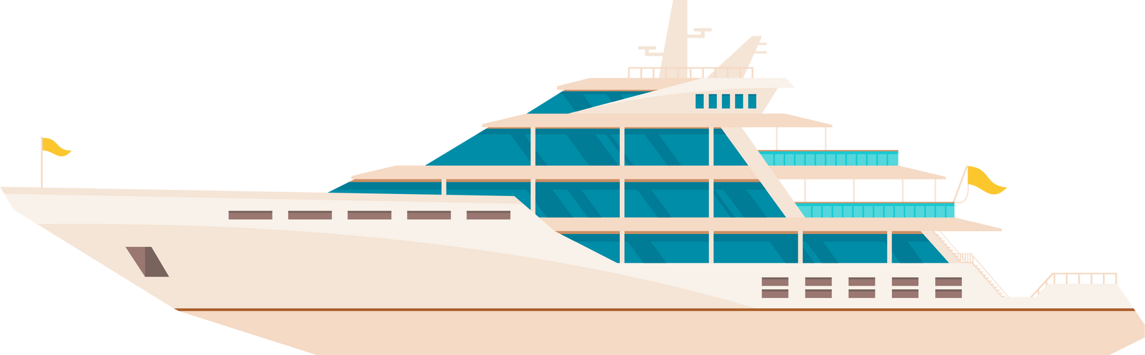 Party yacht. Marine luxury ship color icon